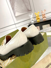 GG LOAFER WITH GG CHAINS WHITE CALFSKIN