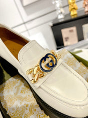 GG LOAFER WITH GG CHAINS WHITE CALFSKIN