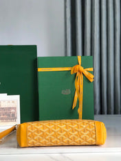 CONTI POUCH 24 IN YELLOW LAMBSKIN AND GOYARDINE CANVAS