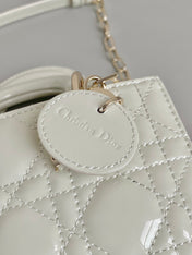 MINI D-JOY BAG 17 IN WHITE LAMBSKIN