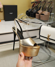 SL SUPER HIGH HEELS SANDAL METALLIC GOLD CALFSKIN
