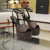 SL SUPER HIGH HEELS SANDAL RAINBOW CRYSTAL SATIN