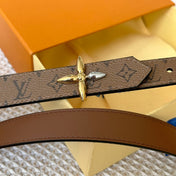 LV FLOWERGRAM 25 MM REVERSIBLE BELT IN BROWN MONOGRAM CALFSKIN GOLD MIX SILVER HARDWARE