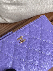 CC CLASSIC SMALL 15 ZIPPED POUCH IN AMETHYST PURPLE GRAINED CALFSKIN