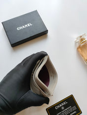 CC CARD HOLDER 11.2 GRAY CALFSKIN GOLD ICON