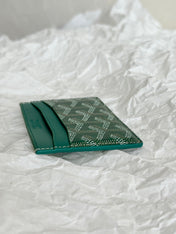 SAINT-SULPICE CARD WALLET 10 IN GREEN GOYARDINE CANVAS AND CALFSKIN