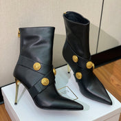 BALMAIN 26S BOOT 105 MM IN BLACK CALFSKIN WITH GOLD HARDWARE STYLE 2