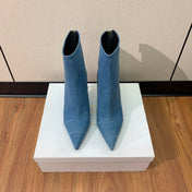 BALMAIN 26S BOOT 105 MM IN BLUE DENIM