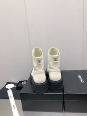 MARTIN SHORT BOOTS WHITE MIX BLACK LAMBSKIN
