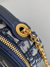 SIGNATURE 18 OVAL BAG IN BLUE OBLIQUE JACQUARD