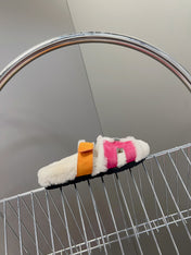 HM 26S SANDAL IN CREAM WHITE WOOL AND PINK SUEDE