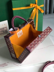 GRAND HÔTEL TRUNK BAG 24 IN BURGUNDY RED GOYARDINE CANVAS AND CALFSKIN