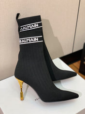 BALMAIN 26S BOOTS 95 MM IN BLACK FLYKNIT STYLE 5