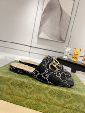 GG CHUNKY SLIDE SANDAL BLACK CALFSKIN