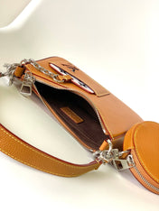 MARELLINI 19 BROWN EPI GRAINED LEATHER