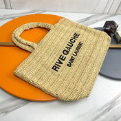 RIVE GAUCHE TOTE BAG 38 IN LIGHT YELLOW RAFFIA