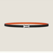 HM FOCUS BUCKLE & REVERSIBLE ORANGE AND BLACK LEATHER STRAP 13MM SILVER HARDWARE