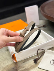 HM FOCUS BUCKLE & REVERSIBLE BLACK AND CAMEL BROWN LEATHER STRAP 13MM COPPER HARDWARE