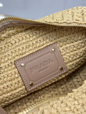 CAMERA BAG 20 IN BEIGE WOVEN RAFFIA