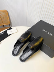 FLAT MULE IN BLACK LAMBSKIN 983818