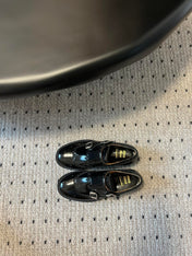 MIUMIU 26S CHURCH BROGUE MONK STRAP SHOES IN BLACK PATENT CALFSKIN