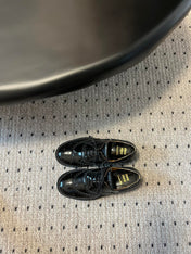 MIUMIU 26S LACE-UP BROGUE LOAFERS IN BLACK PATENT CALFSKIN