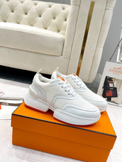 GIGA SNEAKER IN WHITE CREAM STITCHED MESH AND CALFSKIN