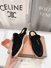 LP CHARMS WALK BABOUCHE LOAFERS BLACK FLEECE