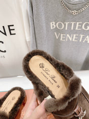 LP CHARMS WALK BABOUCHE LOAFERS BROWN FLEECE