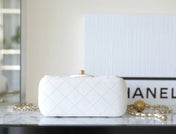 CHANEL 25S FLAP BAG 18 CM IN WHITE LAMBSKIN WITH GOLD HARDWARE