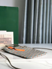 POITIERS CLAIRE-VOIE BAG 24 IN GREY MIX BLUE GOYARDINE CANVAS AND CALFSKIN