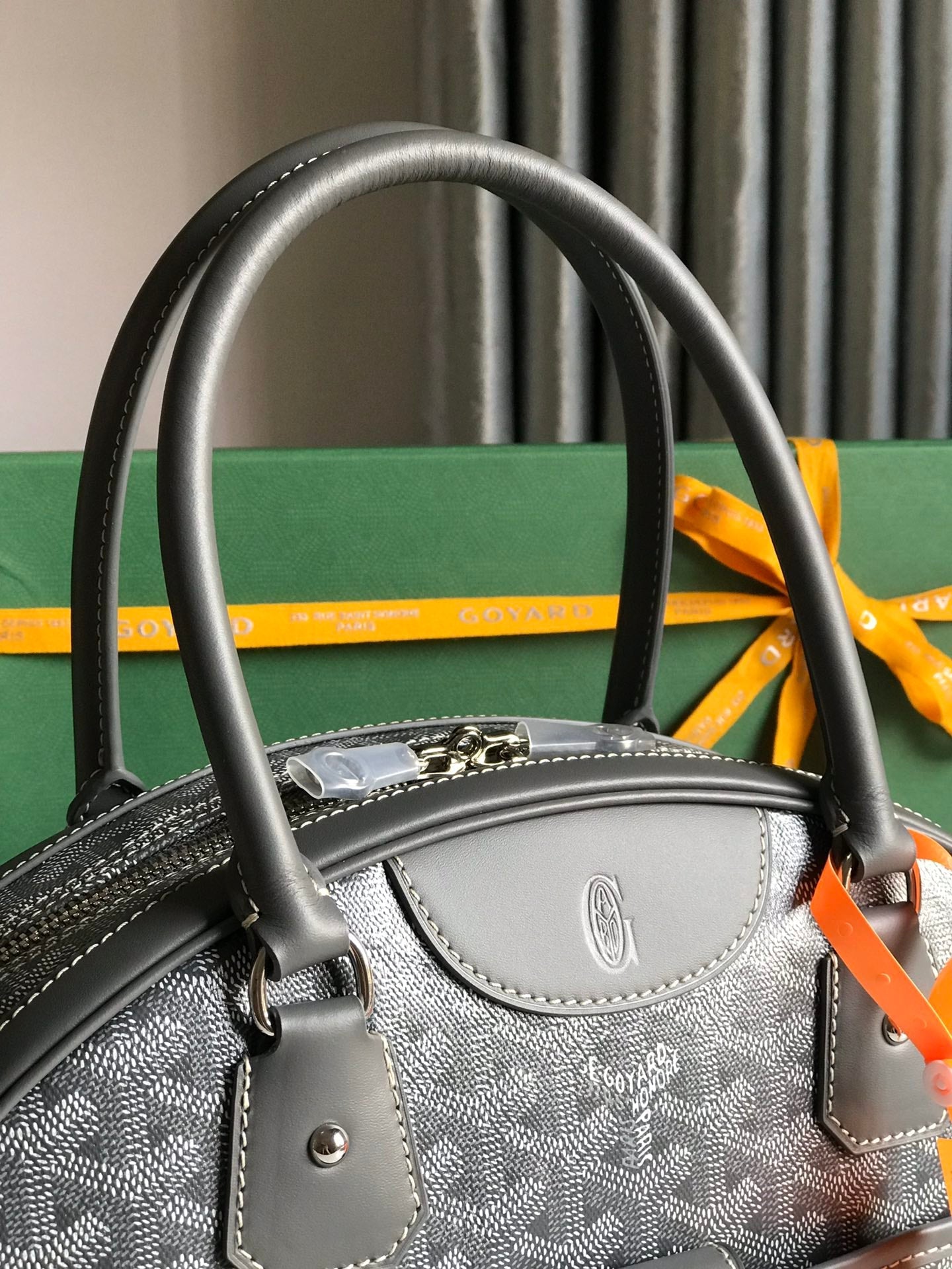 SAINT JEANNE BAG 35 IN GREY GOYARDINE CANVAS AND CALFSKIN