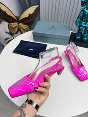 PRADA 26S SLINGBACK PUMPS 40MM IN FUCHSIA PINK SATIN CRYSTAL EMBELLISHED