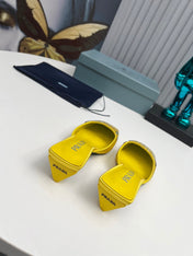 PRADA 26S MULE 40MM IN YELLOW SATIN CRYSTAL EMBELLISHED