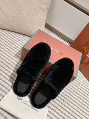 LP NATURAL WINTERCOZY WOOL BLACK SLIPPERS