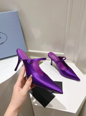 PRA HIGH-HEELED MULES VIOLET SATIN