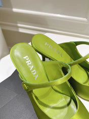 PRA HIGH-HEELED MULES PEAR SATIN