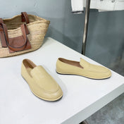 THE ROW 26S CLASSIC LOAFERS IN CAMEL BEIGE CALFSKIN