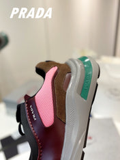 PRA SYSTEME BRUSHED SNEAKERS WINE AND PINK CALFSKIN