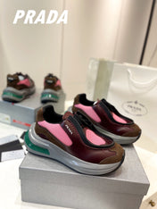 PRA SYSTEME BRUSHED SNEAKERS WINE AND PINK CALFSKIN