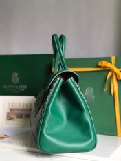 SAIGON SOUPLE BAG 34 IN GREEN GOYARDINE CANVAS AND CALFSKIN