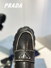 PRA BRUSHED LEATHER MONOLITH LOAFERS BLACK-SILVER BORDER