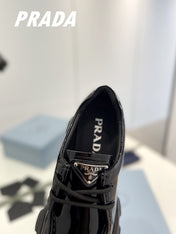 PRA MONOLITH LACE-UP LOAFERS GLOSSY BLACK CALFSKIN