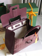 SAIGON SOUPLE BAG 34 IN BURGUNDY RED GOYARDINE CANVAS AND CALFSKIN