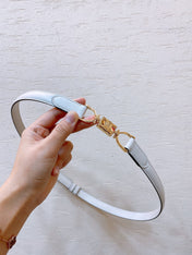 Hook & Loop 20mm TRIOMPHE Logo Square Adjustable Belt White Calfskin Ghw