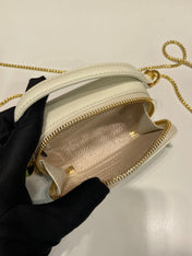 MINI HAND BAG 11 WITH GOLD STRAP IN WHITE PATENT CALFSKIN