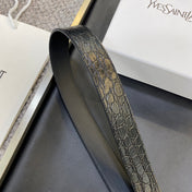 YSL 25S BELT 30 MM IN BLACK EMBOSSED CALFSKIN 548098