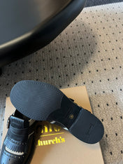 MIUMIU 26S FRINGE BUCKLE LOAFERS IN BLACK CALFSKIN