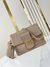 DAUPHINE MM 25 IN MEDIUM BROWN EPI GRAINED CALFSKIN GOLD HARDWARE