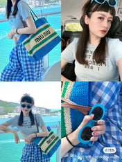 SHOPPING BAG 38 IN COLORFUL RAFFIA WOVEN - HAND